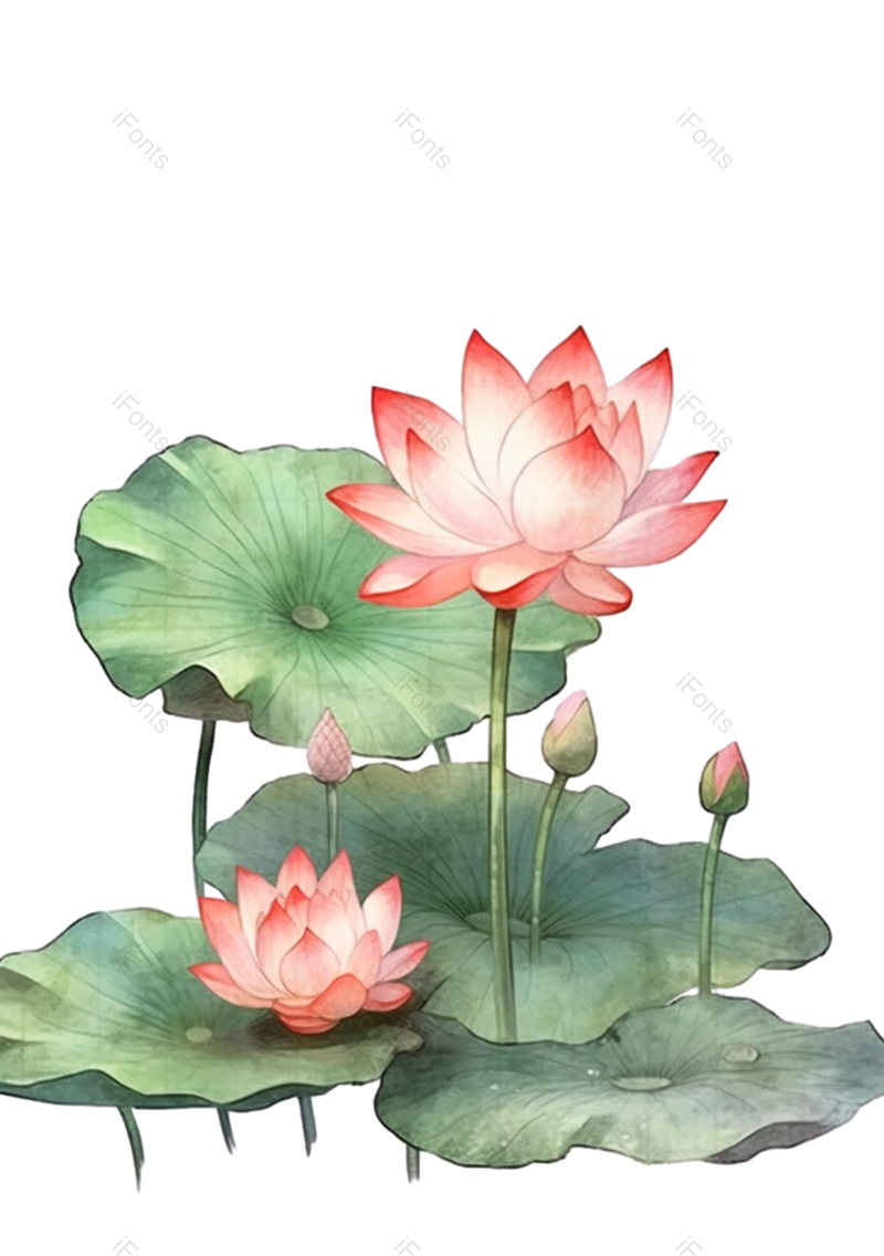 荷花图片,夏天元素,水彩画PNG,水墨画免抠素材